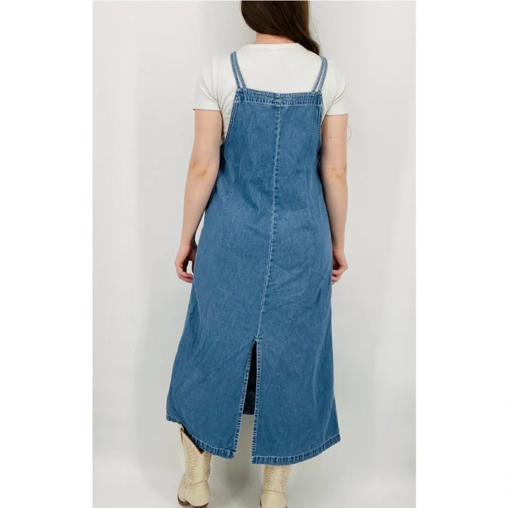 vintage coastal cowgirl cottagecore denim pullover dress minimalist size S - Picture 6 of 8